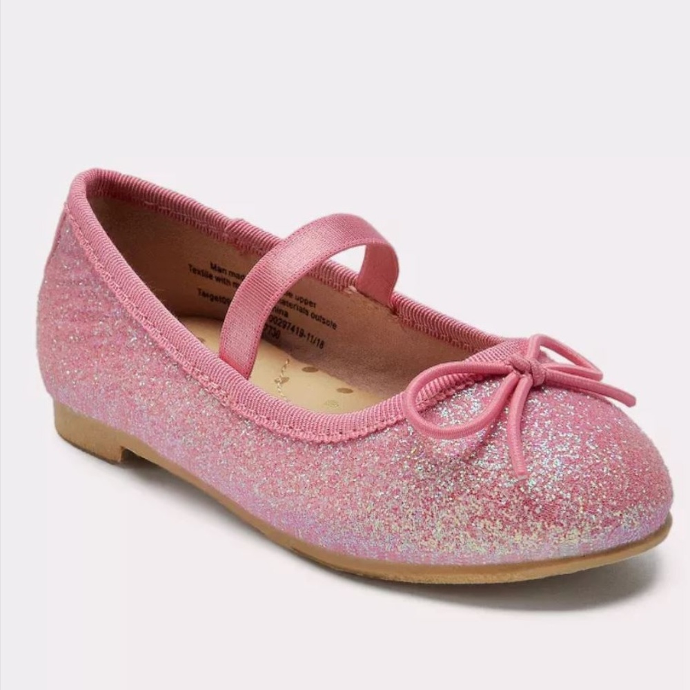 Cat & Jack Toddler Girls' Glitter Ballet Flats 7 - Picture 1 of 5